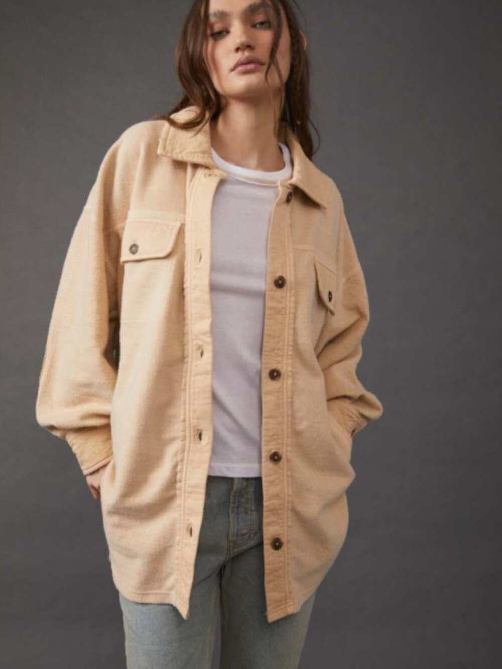 Free People Ruby Jacket in Mustard Seed Size Large Button-Front Shacket